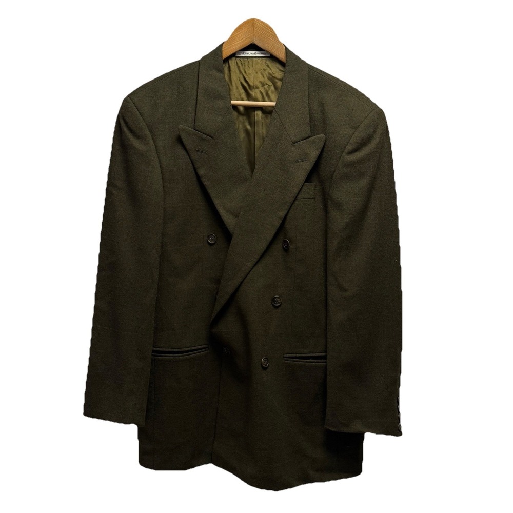 Stefano Ricci Vtg Men's Sz 50 Olive Green Double Breasted Virgin Wool Blazer euc